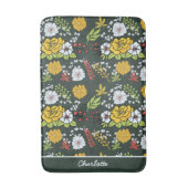 カラフルフローラシームレパーソナライズされたス名 バスマット (正面縦)