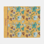 カラフルフローラシームレパーソナライズされたス名 フリースブランケット (正面(横))