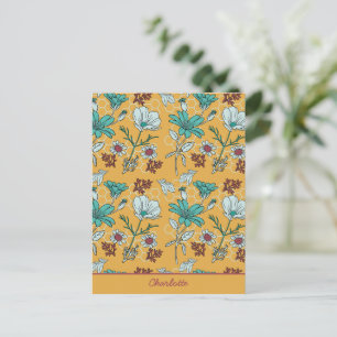 カラフルフローラシームレパーソナライズされたス名 ポストカード