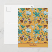 カラフルフローラシームレパーソナライズされたス名 ポストカード (正面/裏面)