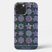 カラフルフローラシームレパーソナライズされたス名 iPhoneケース (裏面)