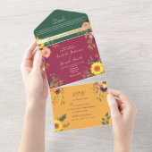 カラフルフローラジュエル結婚トン オールインワン招待状 (貼ってはがせる)