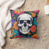 カラフルフローラスカルアート装飾用クッション クッション (ブランケット)
