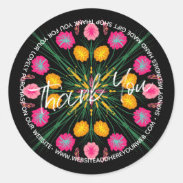 カラフルフローラスクリプトビジネス ラウンドシール