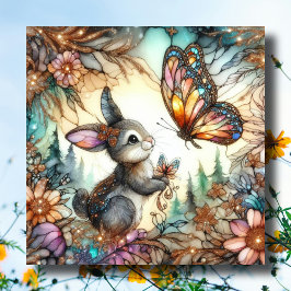 カラフルフローラステンドグラスバニー復活祭 シーズンカード