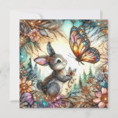 カラフルフローラステンドグラスバニー復活祭 シーズンカード (正面)