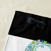 カラフルフローラゾウ&ブラック&ホワイトストライプズ ビーチタオル (インサイチュ)