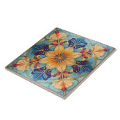 カラフルフローラタイルPat#パウダーブルー金ゴールドID1078 タイル (側面)