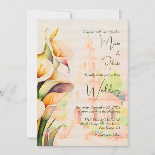 カラフルフローラタウン素朴メキ結婚シコ 招待状 (正面)