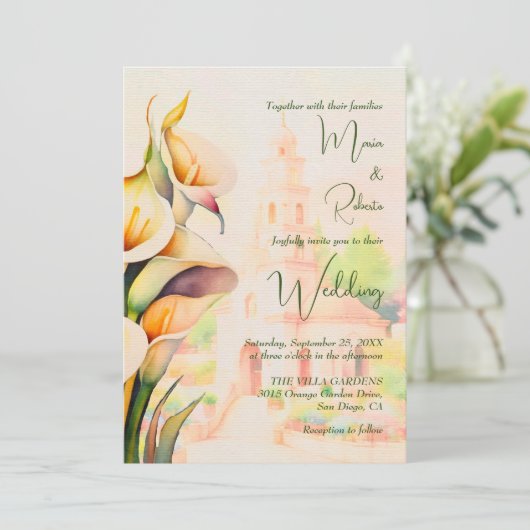 カラフルフローラタウン素朴メキ結婚シコ 招待状 (スタンド正面)