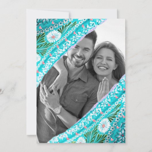 カラフルフローラターコイズメ結婚キシカン 招待状 (裏面)