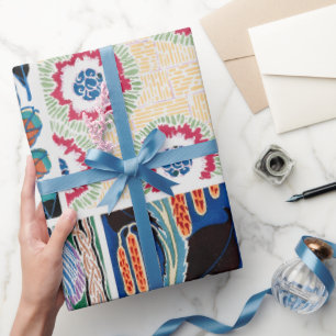 カラフルフローラデザインアールヌーボー包装紙 ラッピングペーパー