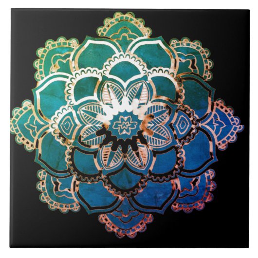 カラフルフローラデザインセラミックタイル タイル (正面)