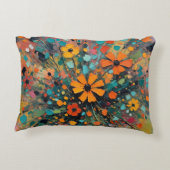 カラフルフローラデザイン枕 アクセントクッション (裏面)