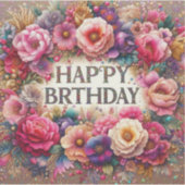 カラフルフローラデザイン誕生日シール シール (正面)