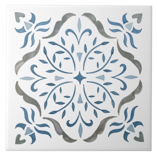 カラフルフローラデザイン タイル (正面)