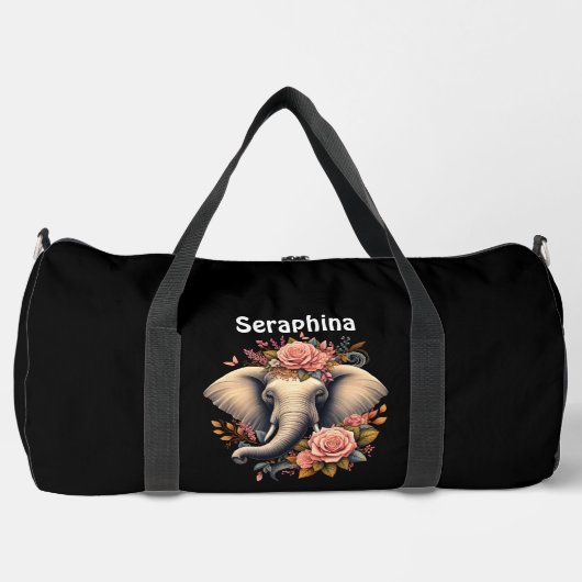 カラフルフローラデザイン ダッフルバッグ (正面)