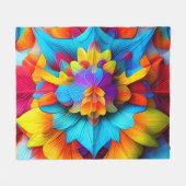 カラフルフローラデザイン フリースブランケット (正面(横))