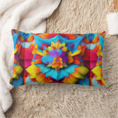 カラフルフローラデザイン ランバークッション (ブランケット)