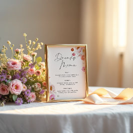 カラフルフローラドリンクメニューブライダルシャワー ポスター