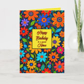 カラフルフローラニエカスタムス文字誕生日 カード (正面)