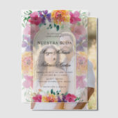 カラフルフローラヌエストラスペインのボダ結婚ズ ベラム紙招待状 (オフセット (カップル))