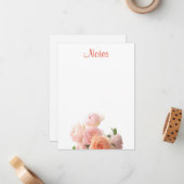 カラフルフローラハンドスクリプトテンプレート水彩 ノートカード (正面/裏面インサイチュ)