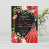 カラフルフローラバタフライキンセアニェラ誕生日 招待状 (スタンド正面)