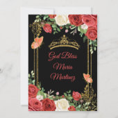 カラフルフローラバタフライキンセアニェラ誕生日 招待状 (裏面)