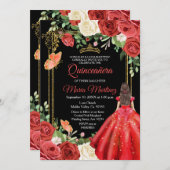 カラフルフローラバタフライキンセアニェラ誕生日 招待状 (正面/裏面)