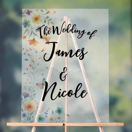 カラフルフローラバタフライ結婚ズ アクリルサイン (ニュートラル)