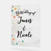 カラフルフローラバタフライ結婚ズ アクリルサイン (傾斜)