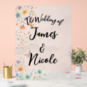 カラフルフローラバタフライ結婚ズ アクリルサイン (ウェディング)