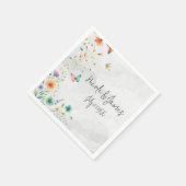 カラフルフローラバタフライ結婚ズ スタンダードカクテルナプキン (角)