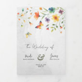 カラフルフローラバタフライ結婚ズ 三つ折り招待状 (カバー)