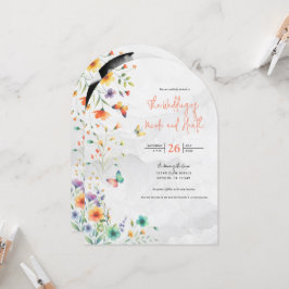 カラフルフローラバタフライ結婚ズ 招待状