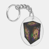 カラフルフローラバーストスカル水カラーキューブ キーホルダー (正面左)