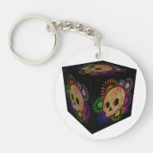 カラフルフローラバーストスカル水カラーキューブ キーホルダー (正面)