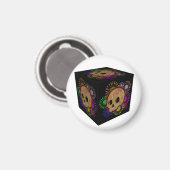 カラフルフローラバーストスカル水カラーキューブ マグネット (正面/裏面)