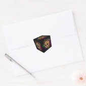 カラフルフローラバーストスカル水カラーキューブ ラウンドシール (封筒)