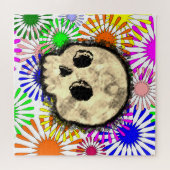 カラフルフローラバーストスカル水彩 ジグソーパズル (横)