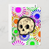 カラフルフローラバーストスカル水彩 ポストカード (正面/裏面)