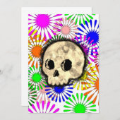 カラフルフローラバーストスカル水彩 招待状 (正面/裏面)