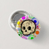 カラフルフローラバーストスカル水彩 缶バッジ (正面&裏面)