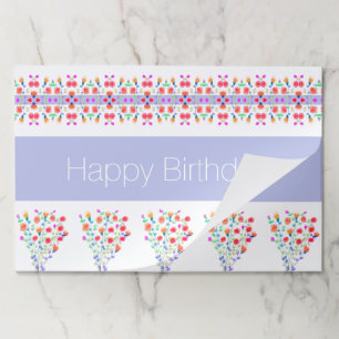 カラフルフローラパターン（の模様が）ある紙誕生日ランチョンマット ペーパーパッド