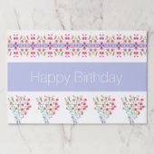 カラフルフローラパターン（の模様が）ある紙誕生日ランチョンマット ペーパーパッド (正面)