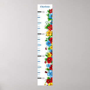 カラフルフローラパーソナライズされた成長図 ポスター