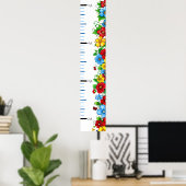 カラフルフローラパーソナライズされた成長図 ポスター (ホームオフィス)