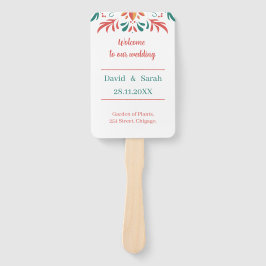 カラフルフローラパーソナライズされた結婚式 プログラム ハンドファン