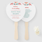 カラフルフローラパーソナライズされた結婚式 プログラム ハンドファン (正面&裏面)